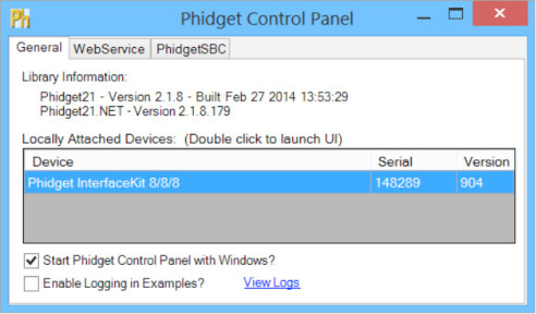Windows Phidget Control Panel
